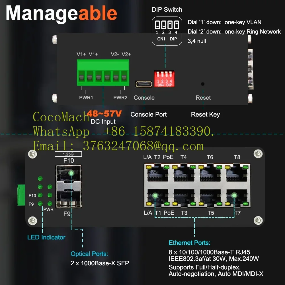 Przemysłowy przełącznik Gigabi – Managed Gigabit Poe Switch 8 Port 802.3At recenzja i cena